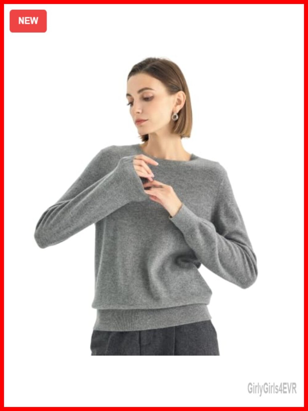 100% Pure Cashmere Crewneck Pullover Sweater Long Sleeve Women's